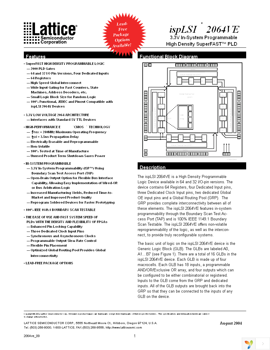 ISPLSI 2064VE-100LTN44 Page 1